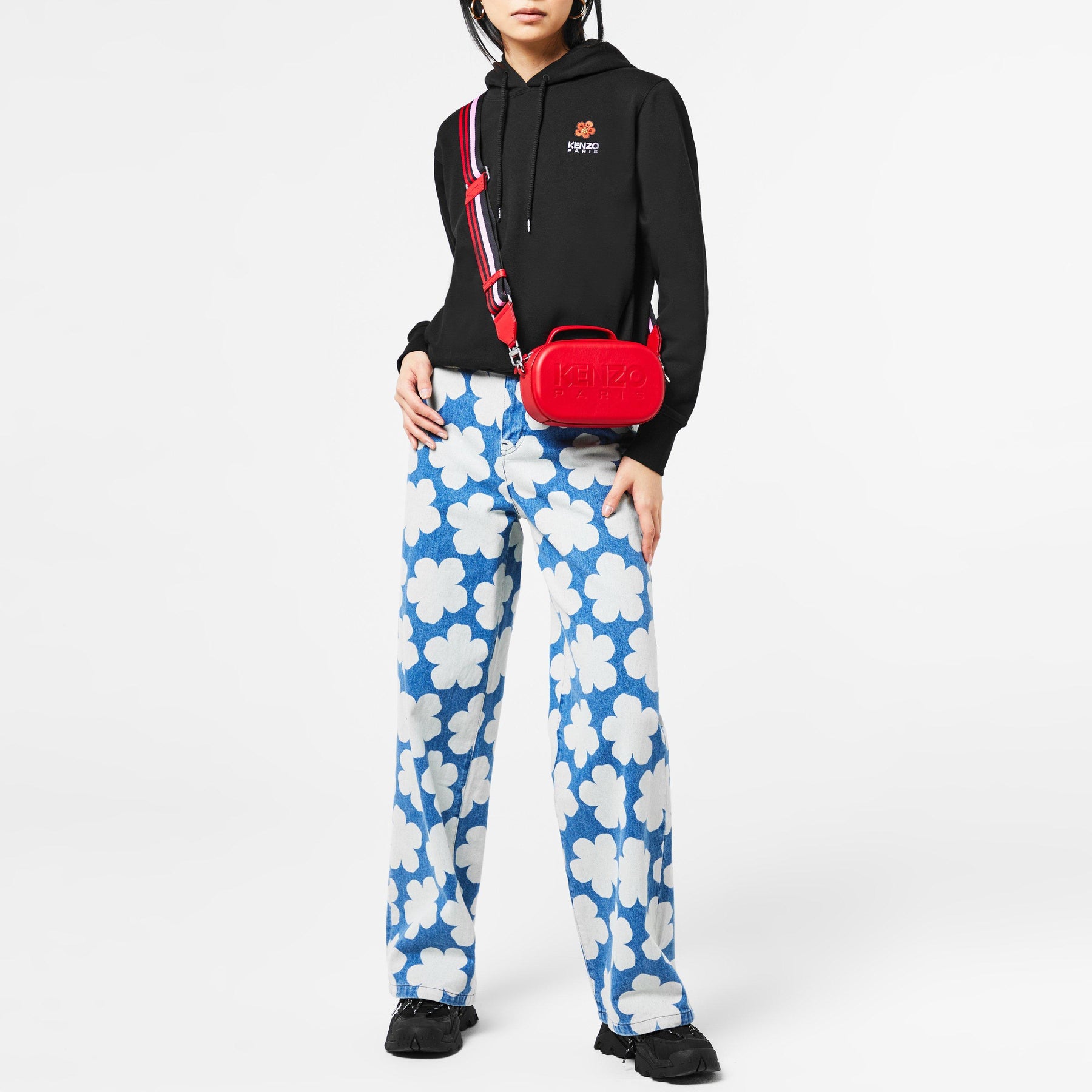 Floral-Applique Hoodie