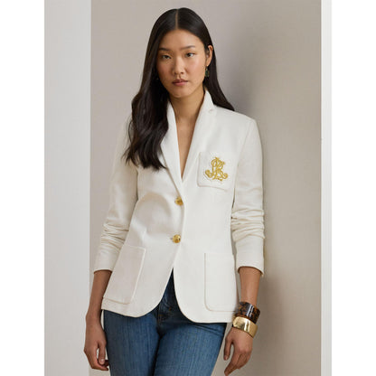 Anfisa Cotton Long Sleeve Monogram Blazer