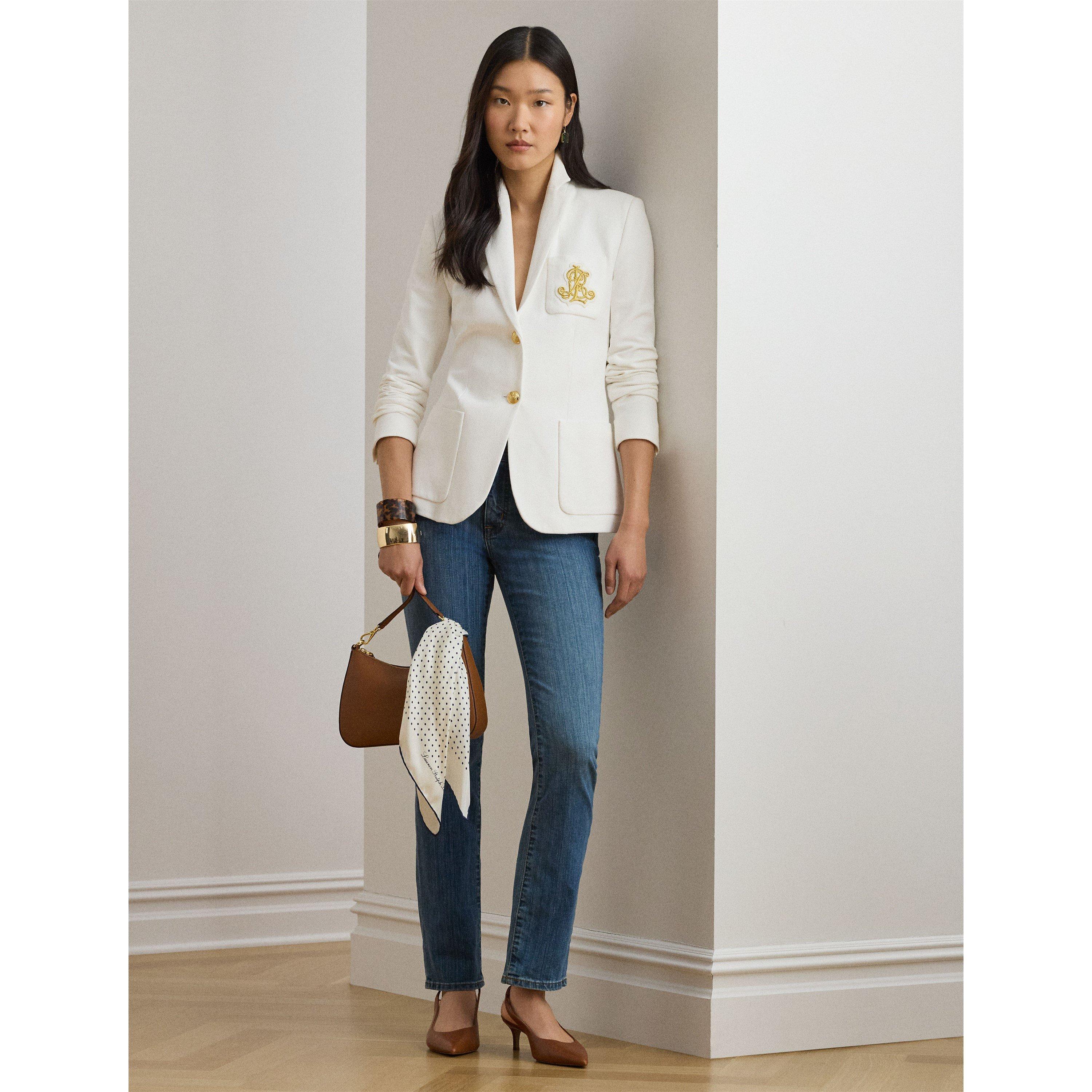 Anfisa Cotton Long Sleeve Monogram Blazer