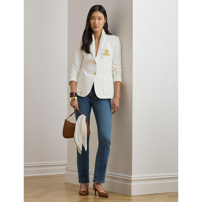 Anfisa Cotton Long Sleeve Monogram Blazer