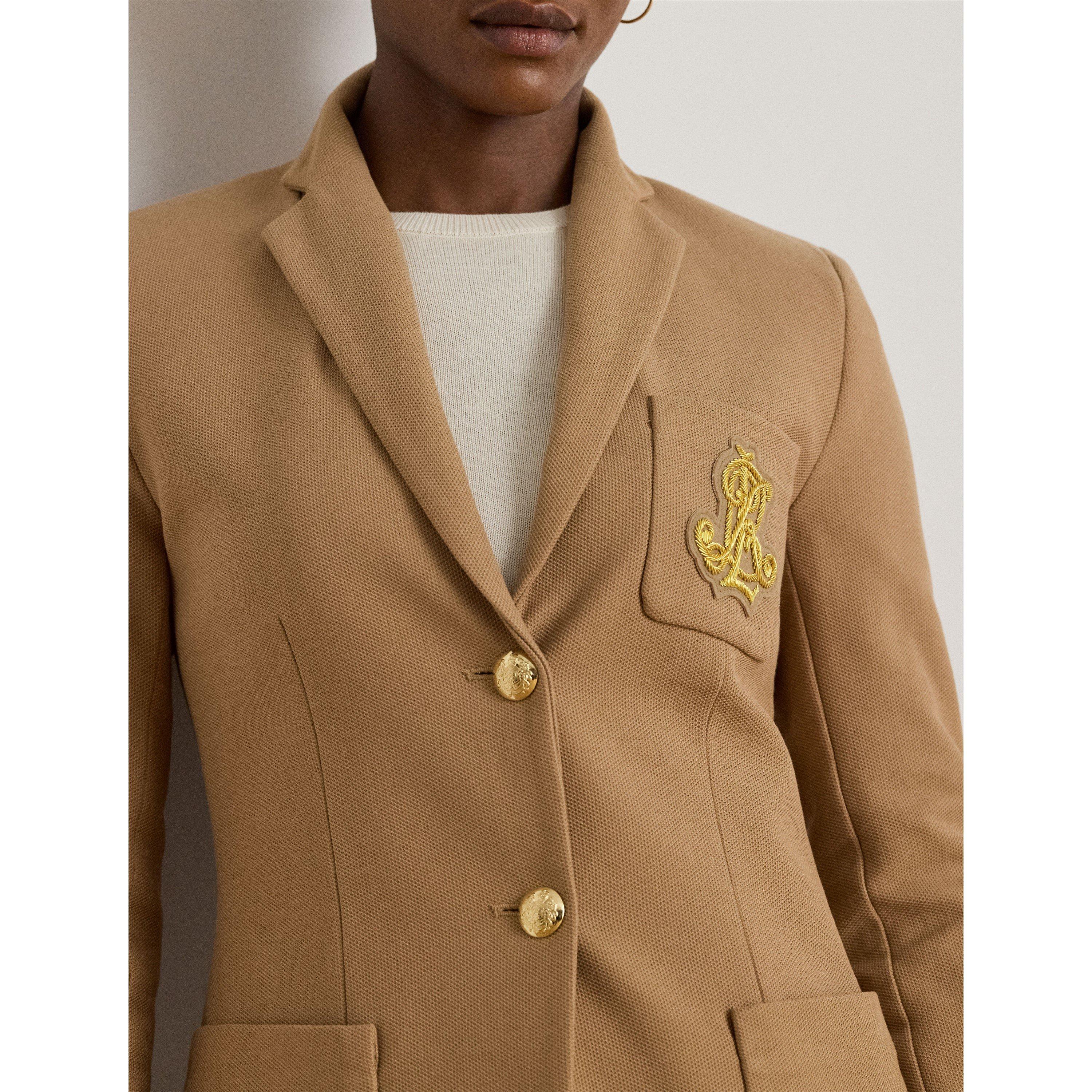 Anfisa Cotton Long Sleeve Monogram Blazer