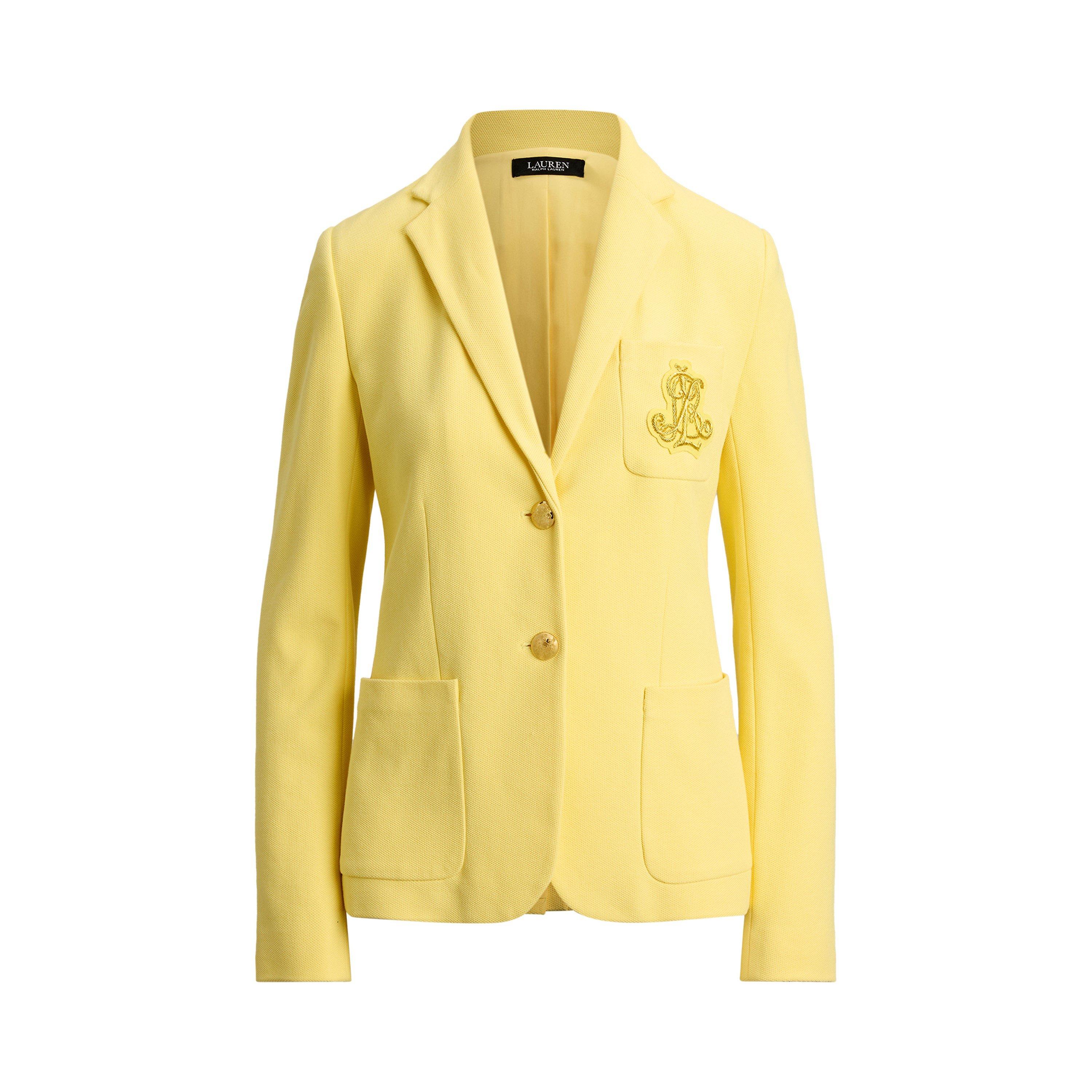Anfisa Cotton Long Sleeve Monogram Blazer