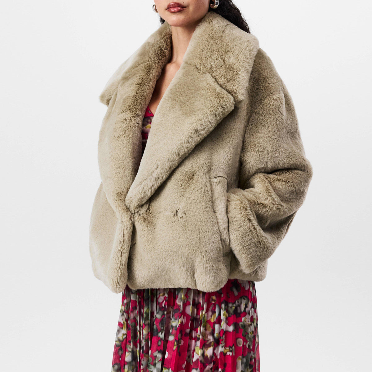 Plush Teddy Cropped Coat