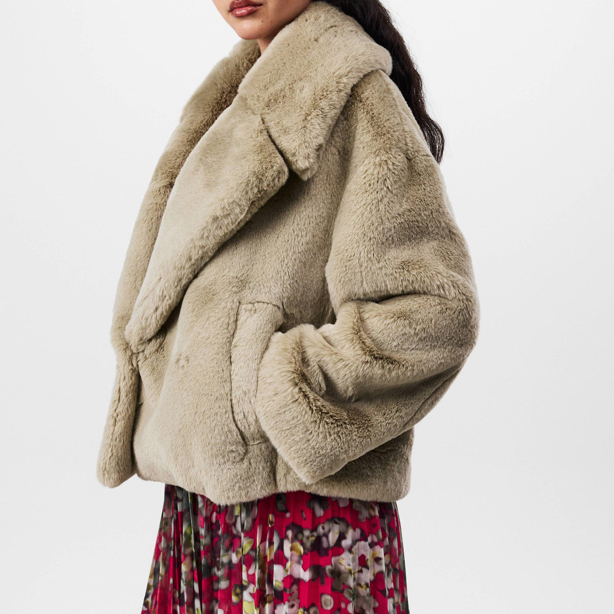 Plush Teddy Cropped Coat