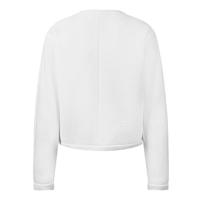 Wool Bouclv© Collarless Long Sleeve Overcoat