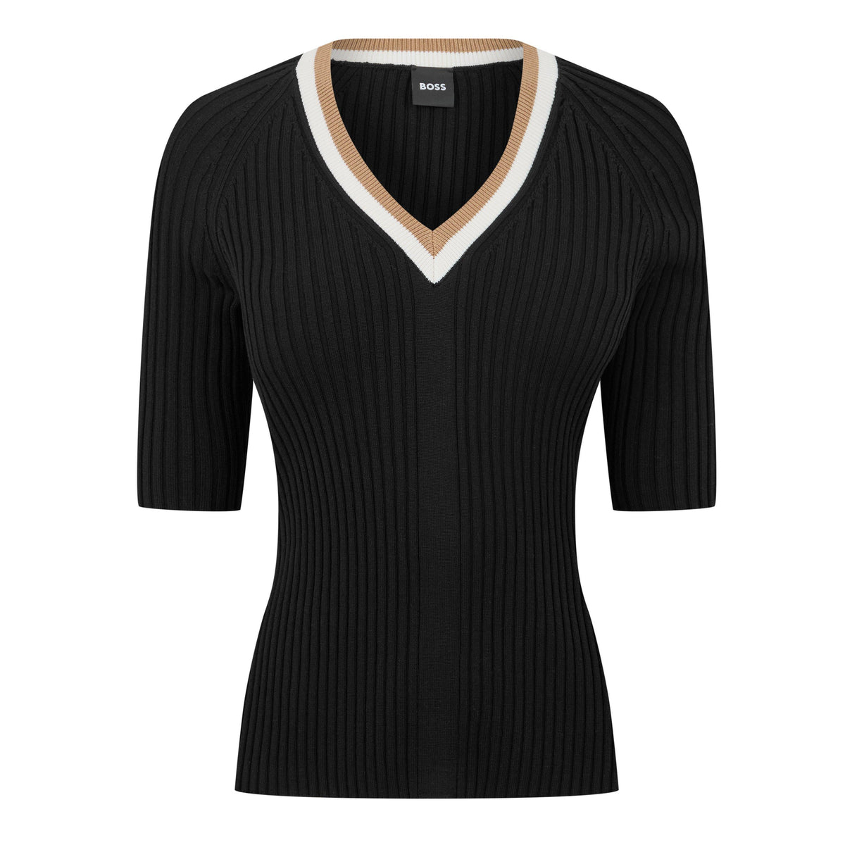 Women's Ribbed V-neck Knitted Top