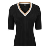 Women's Ribbed V-neck Knitted Top