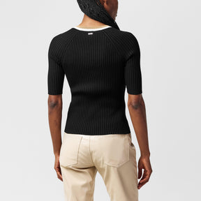 Women's Ribbed V-neck Knitted Top