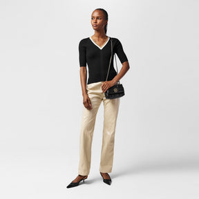 Women's Ribbed V-neck Knitted Top