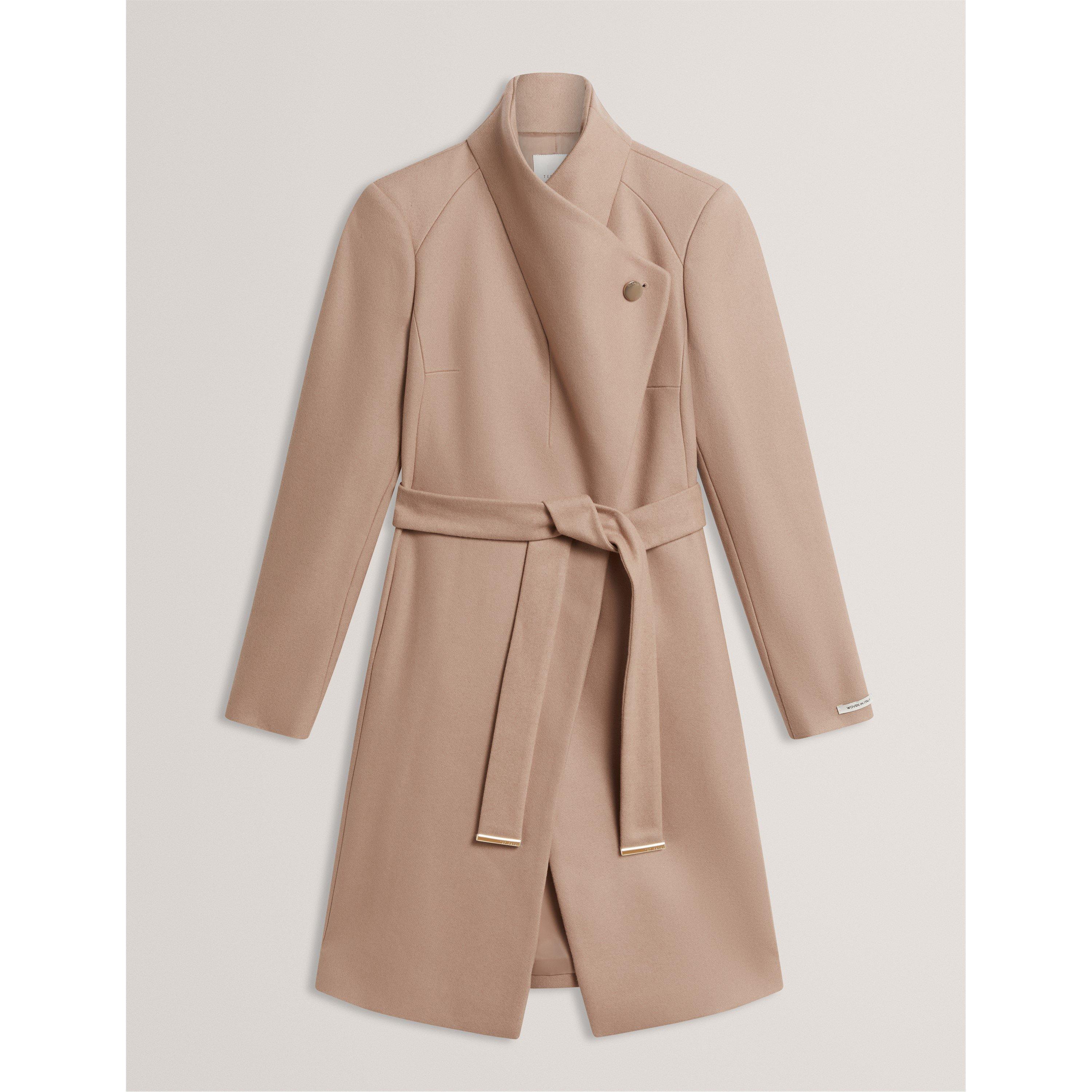 Rose Belted Midi Wool Long Sleeve Coat