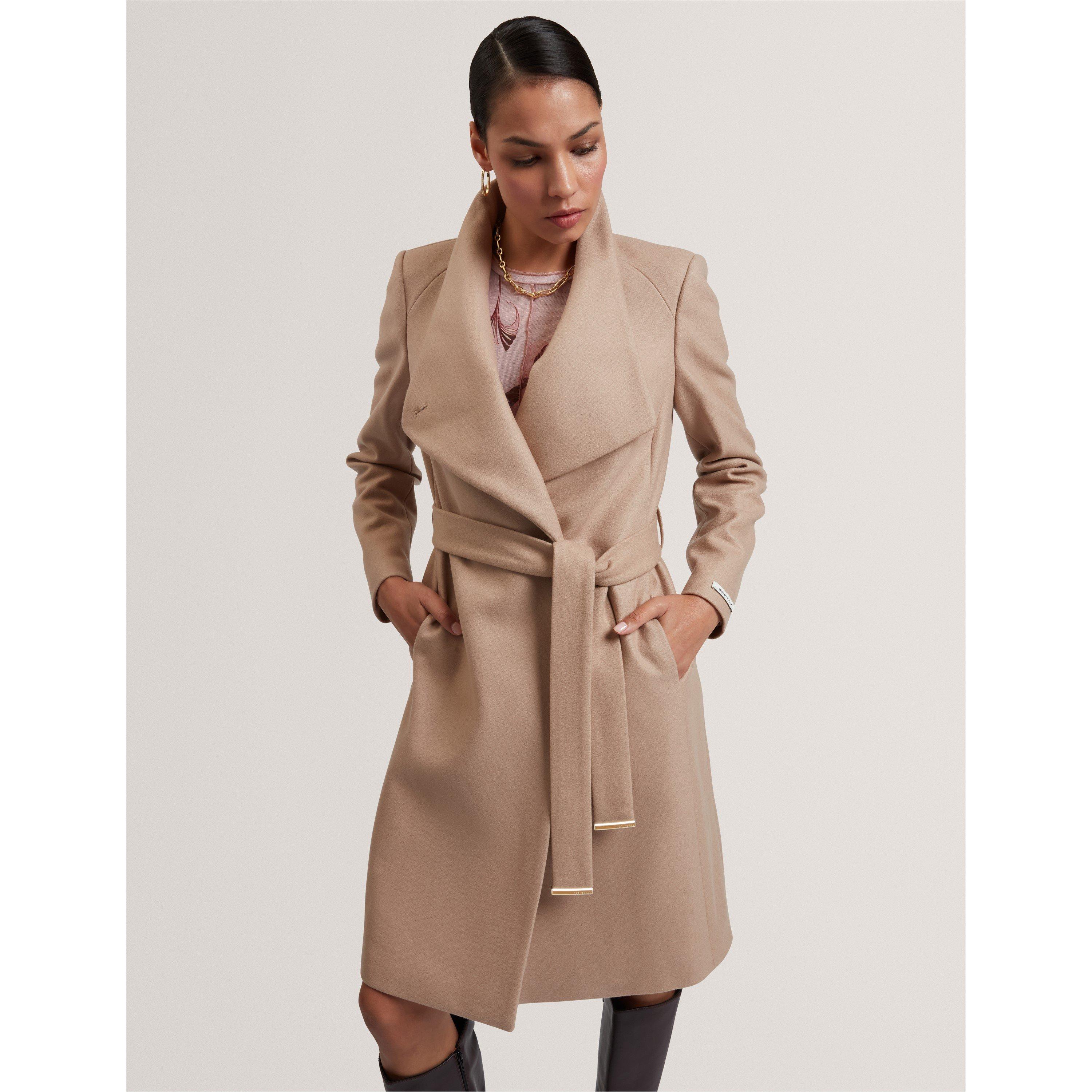 Rose Belted Midi Wool Long Sleeve Coat