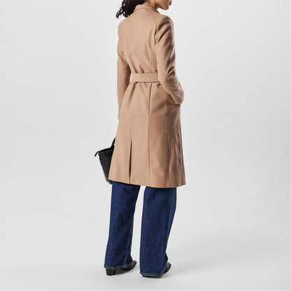 Rose Belted Midi Wool Long Sleeve Coat