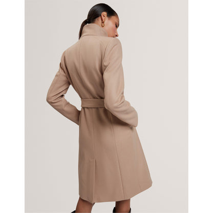 Rose Belted Midi Wool Long Sleeve Coat