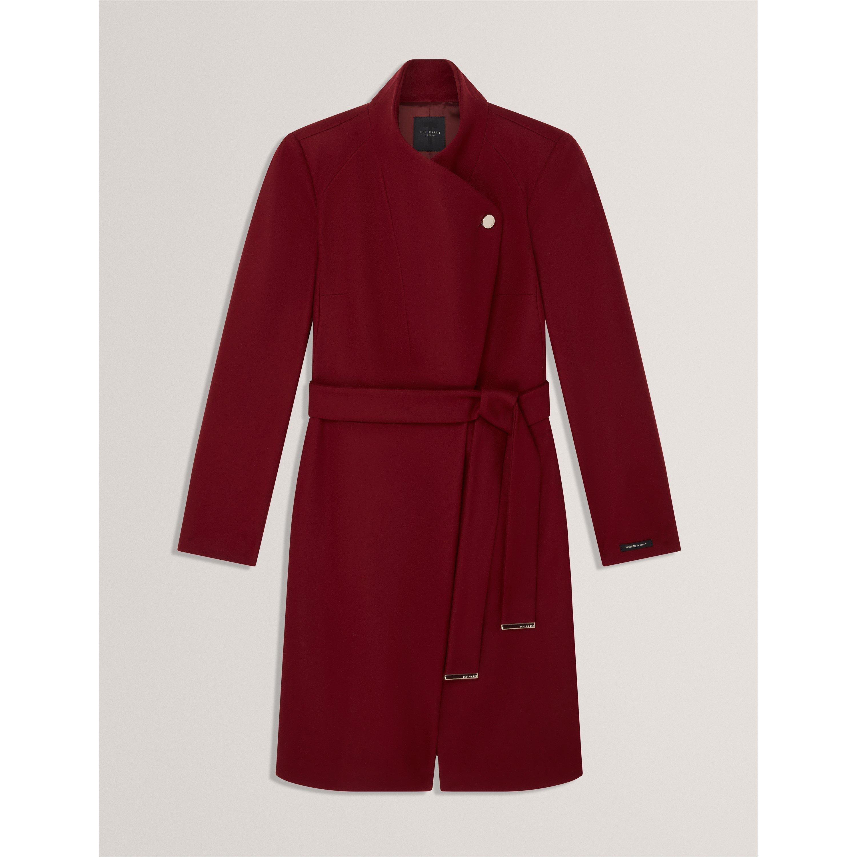 Rose Belted Midi Wool Long Sleeve Coat