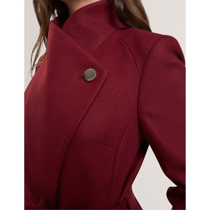 Rose Belted Midi Wool Long Sleeve Coat