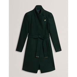 Rose Belted Midi Wool Long Sleeve Coat