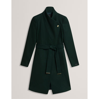 Rose Belted Midi Wool Long Sleeve Coat