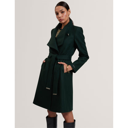 Rose Belted Midi Wool Long Sleeve Coat