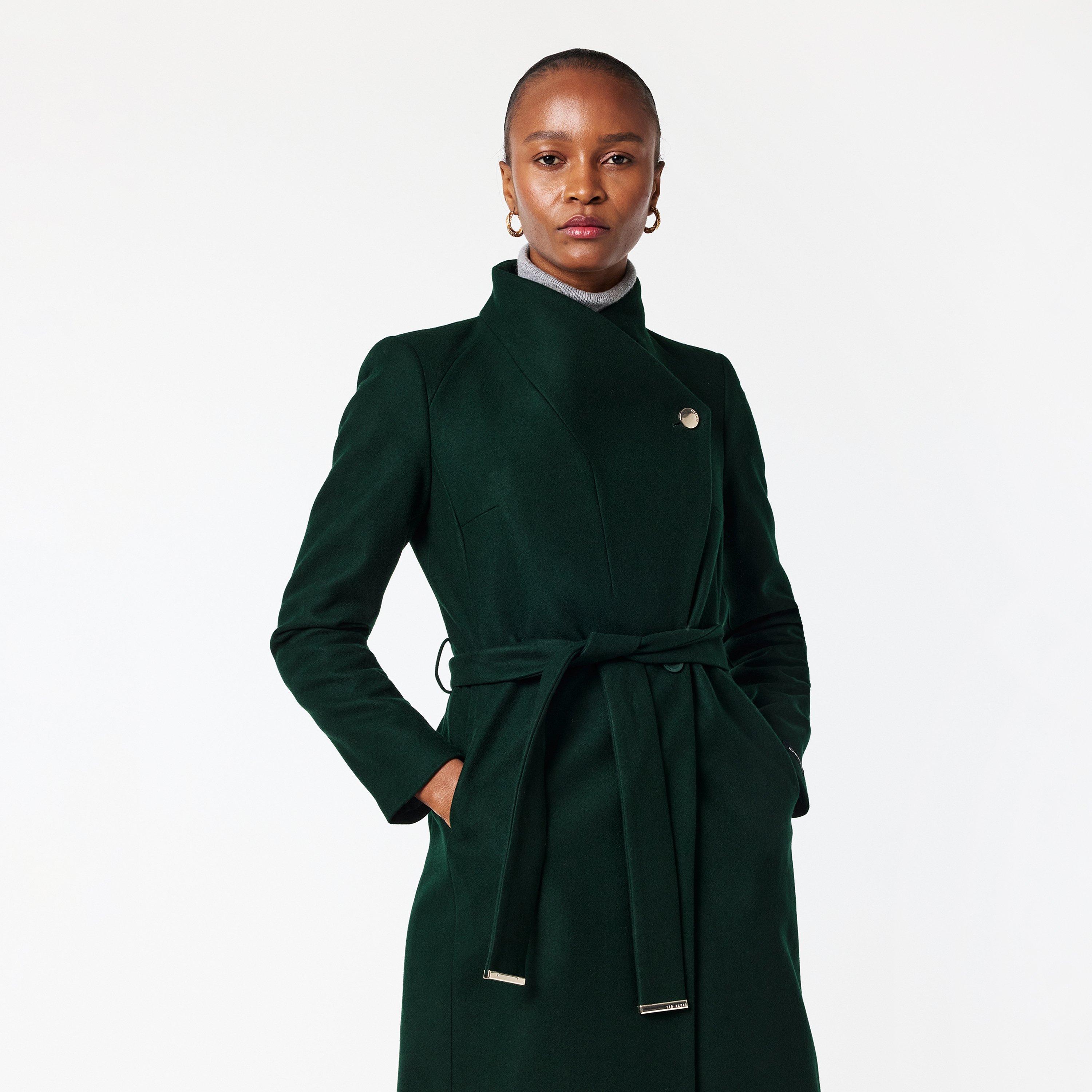 Rose Belted Midi Wool Long Sleeve Coat