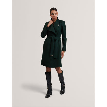 Rose Belted Midi Wool Long Sleeve Coat
