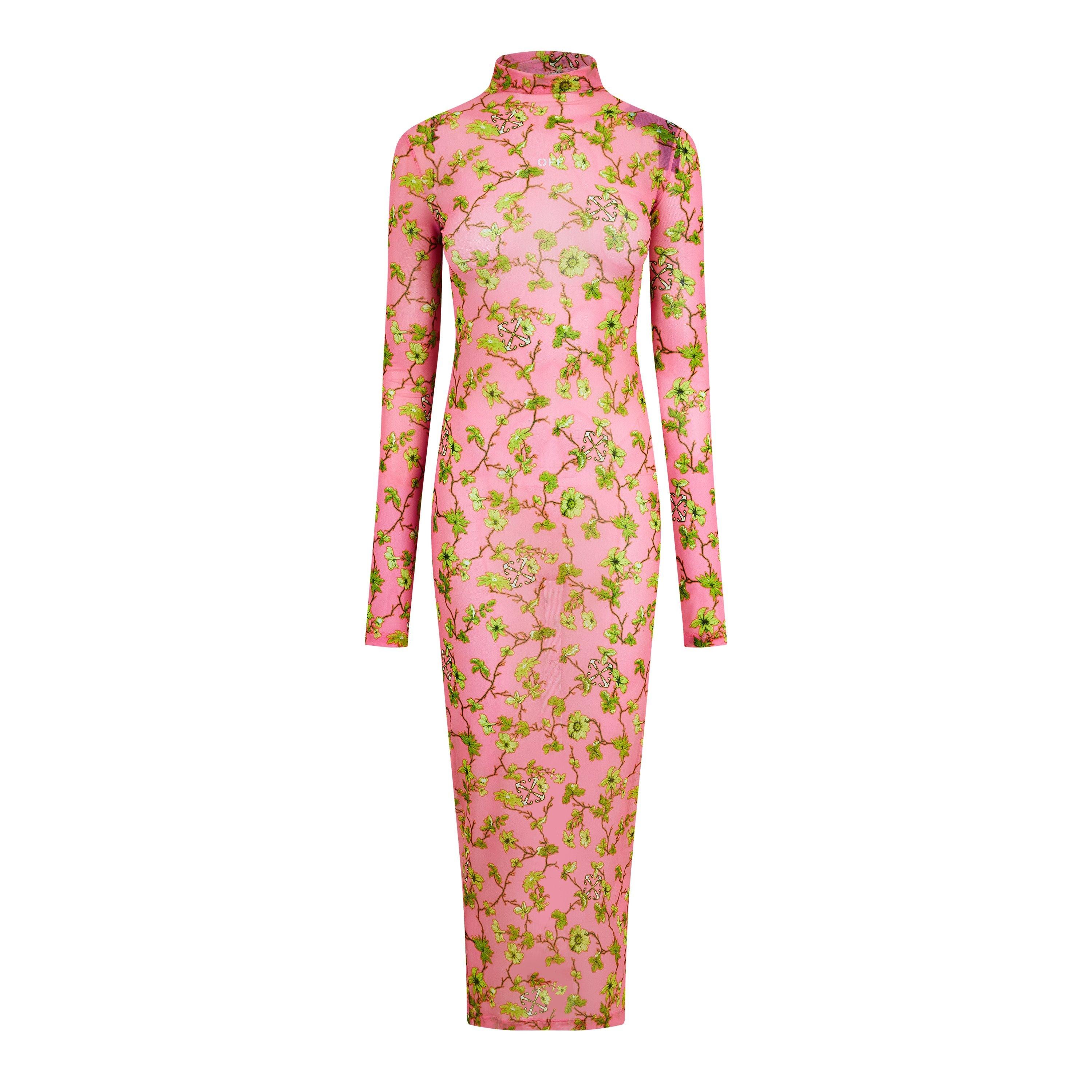 Ramage Tulle Long Sleeve Floral Maxi Bodycon Dress