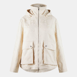 Jumbo GG Canvas Cotton Long Sleeve Mid-Length Hooded Rain Anorak