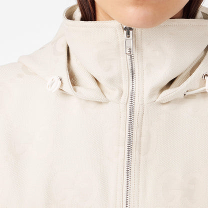 Jumbo GG Canvas Cotton Long Sleeve Mid-Length Hooded Rain Anorak