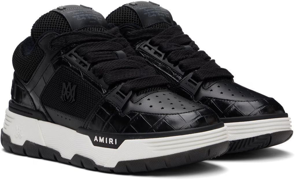Black Croc Debossed MA-1 Sneakers