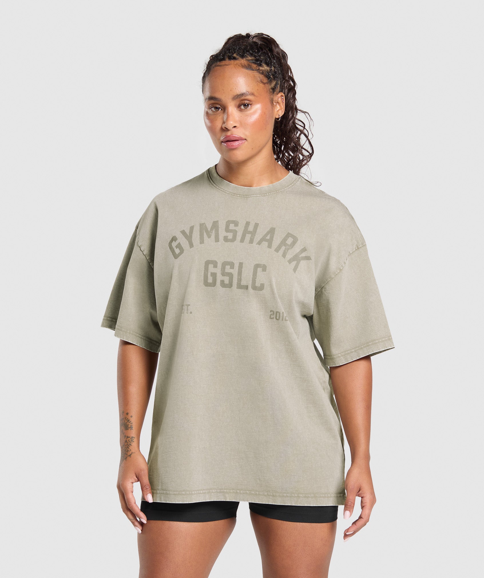 Gymshark GSLC Graphic Oversized T-Shirt - Brown