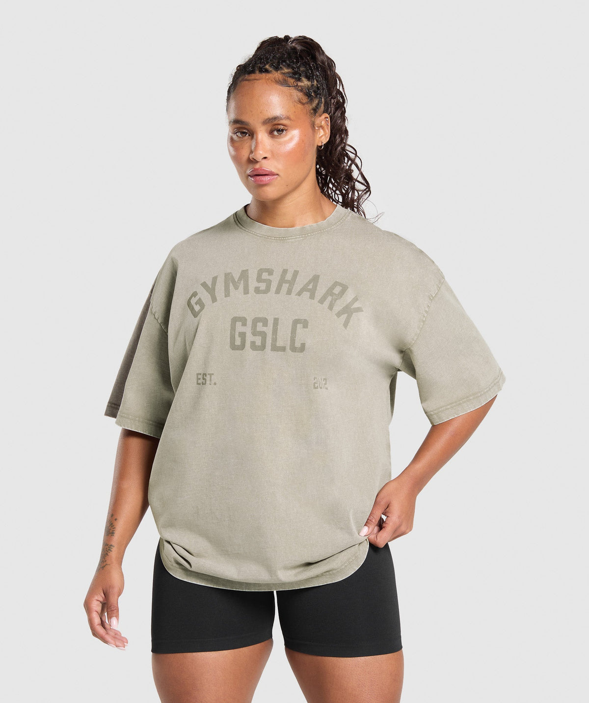 Gymshark GSLC Graphic Oversized T-Shirt - Brown