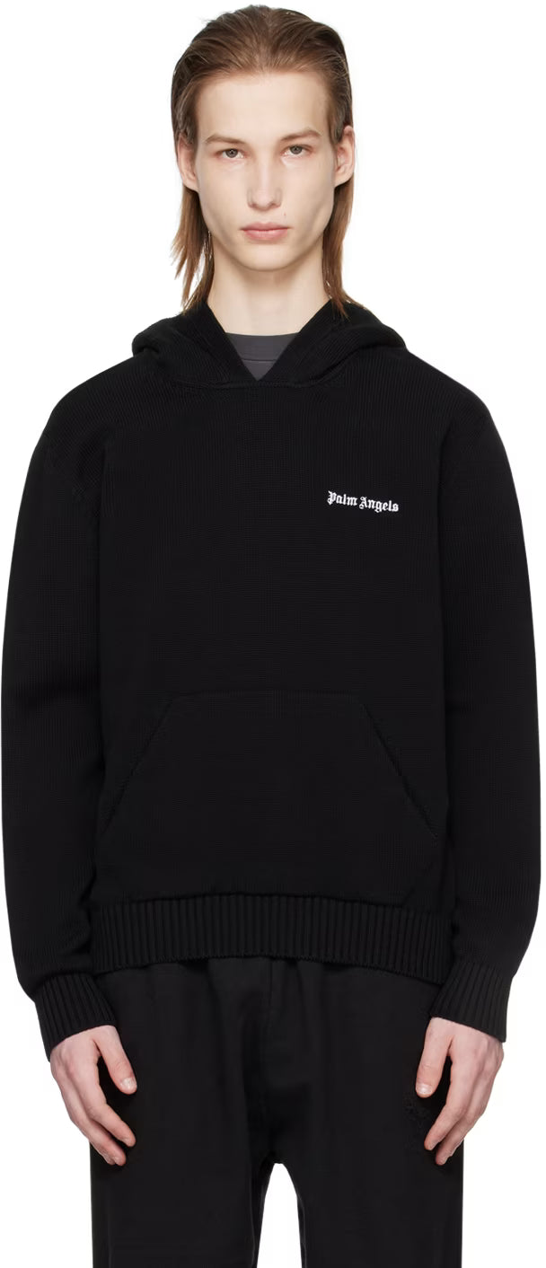 Black Embroidered Hoodie