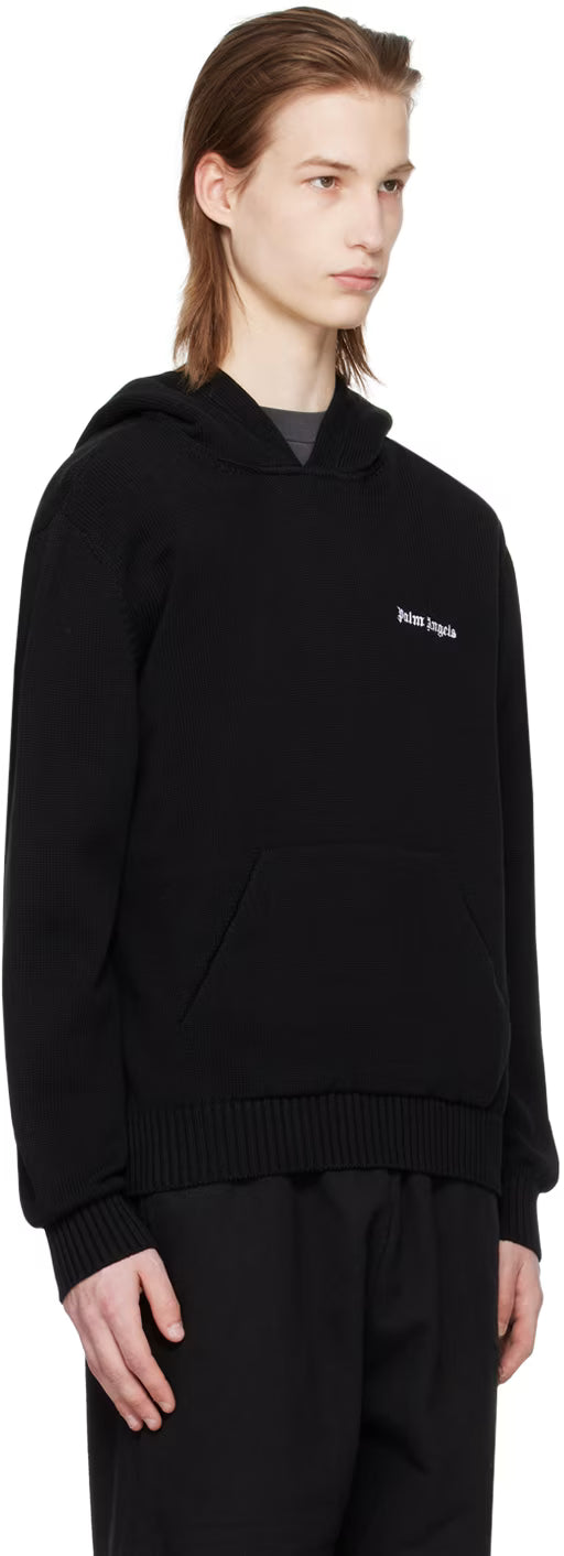 Black Embroidered Hoodie
