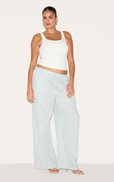 Plus Mint Gingham Broderie Embroidered Straight Leg Trousers
