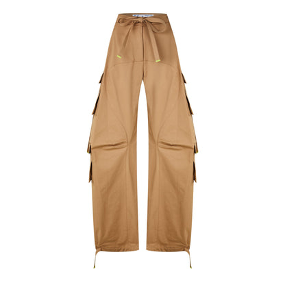 Full Length Mid Rise Gabardine Cargo Trousers