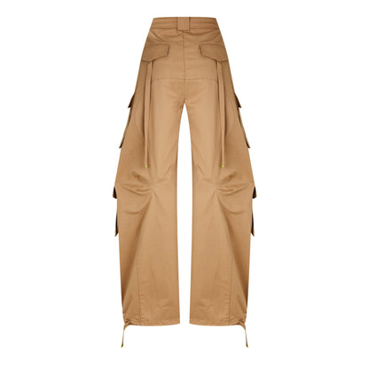 Full Length Mid Rise Gabardine Cargo Trousers