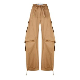 Full Length Mid Rise Gabardine Cargo Trousers