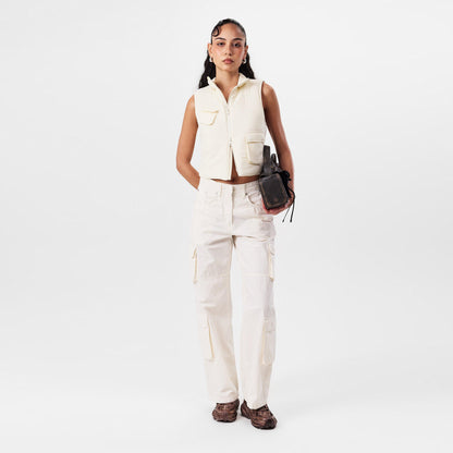 Fender High Waisted Cotton Wide Leg Cargo Trousers