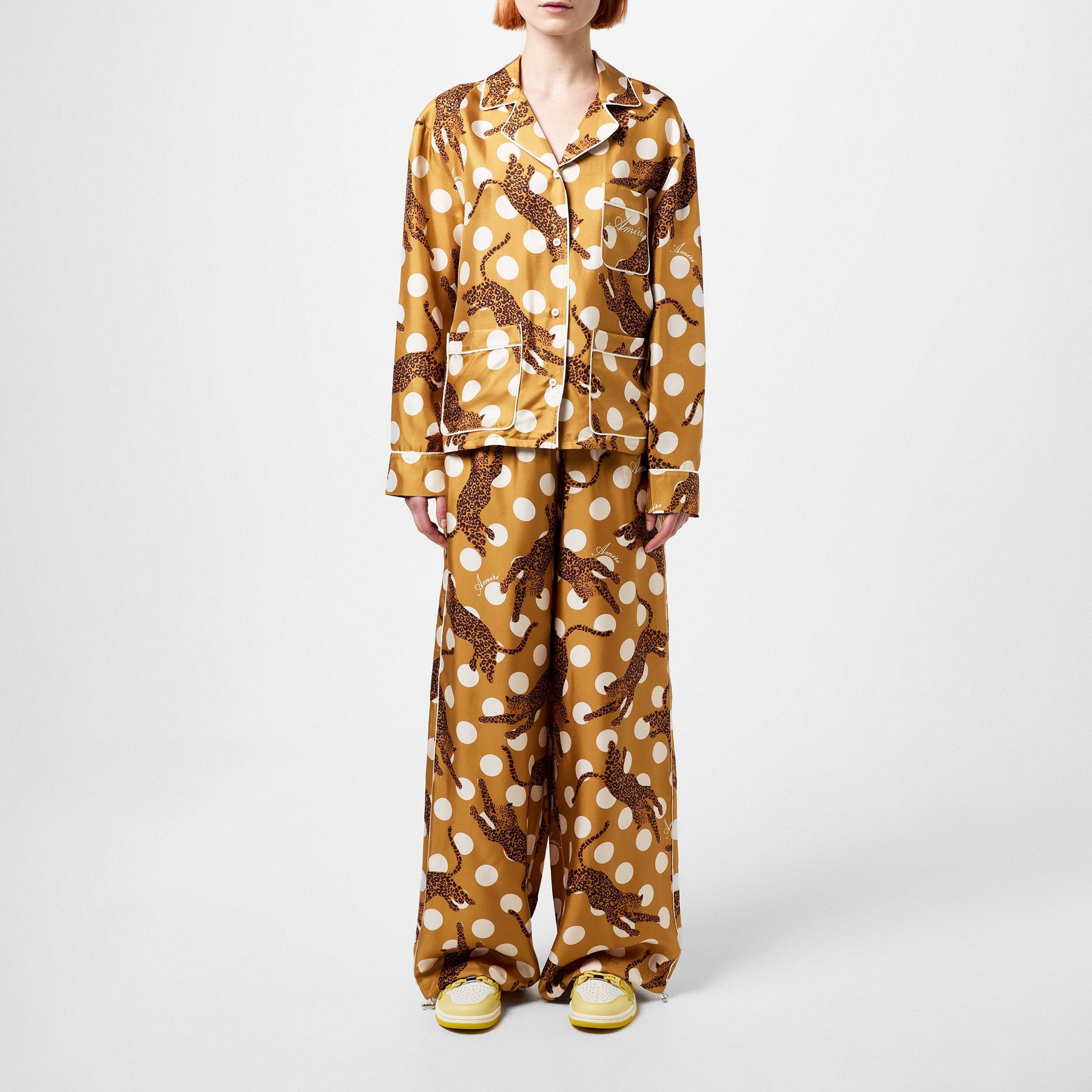 Leopard Polka Silk Trousers