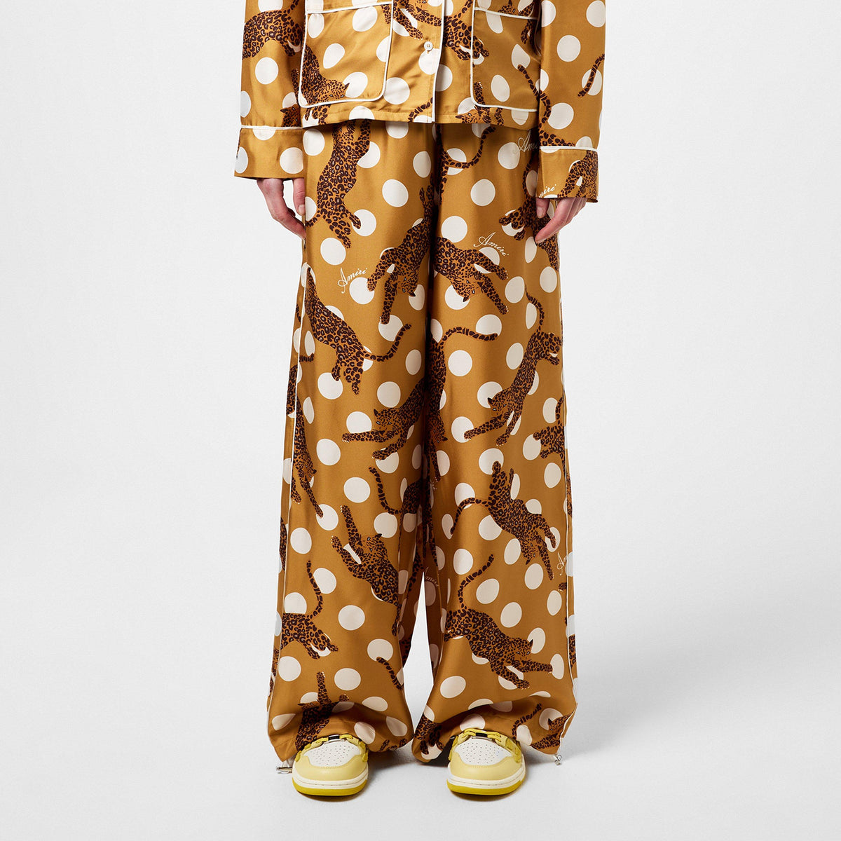 Leopard Polka Silk Trousers
