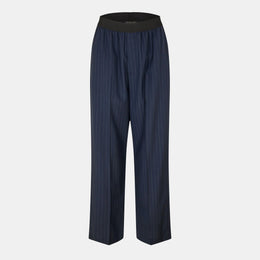Pinstripe High Rise Relaxed Fit Wide Leg Trousers