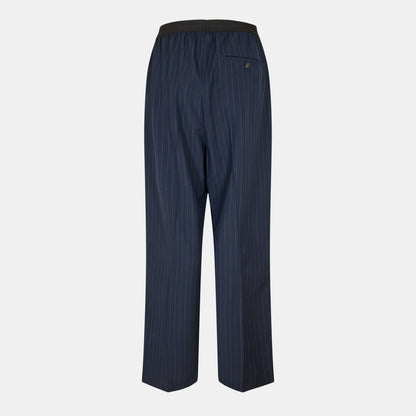 Pinstripe High Rise Relaxed Fit Wide Leg Trousers