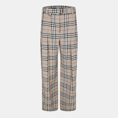Check High Waisted Wide Leg Trousers