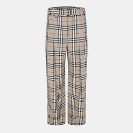 Check High Waisted Wide Leg Trousers