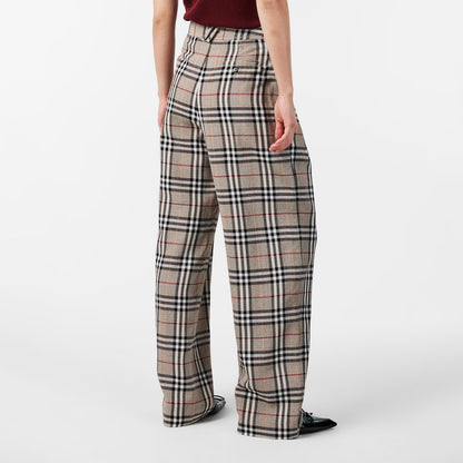 Check High Waisted Wide Leg Trousers