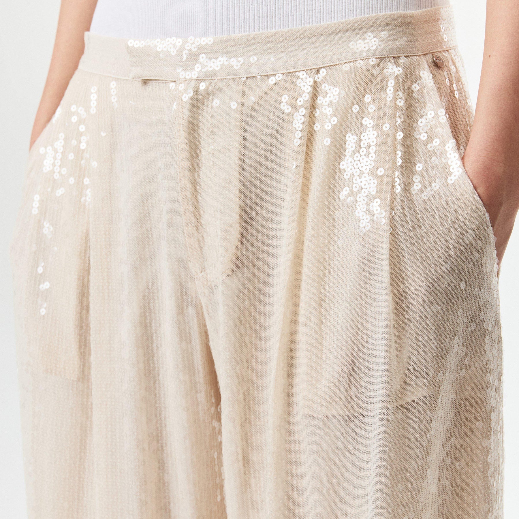 Sequinned Straight Fit Trousers