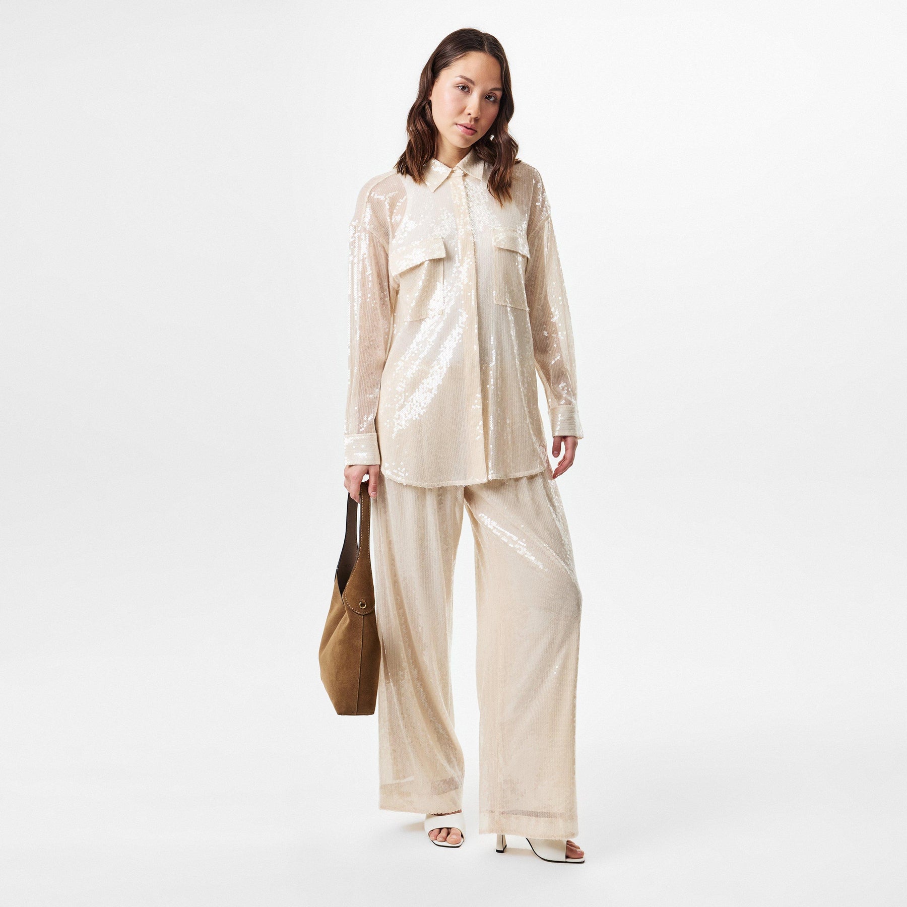 Women's C Tallets Sequinned Straight Fit Trousers