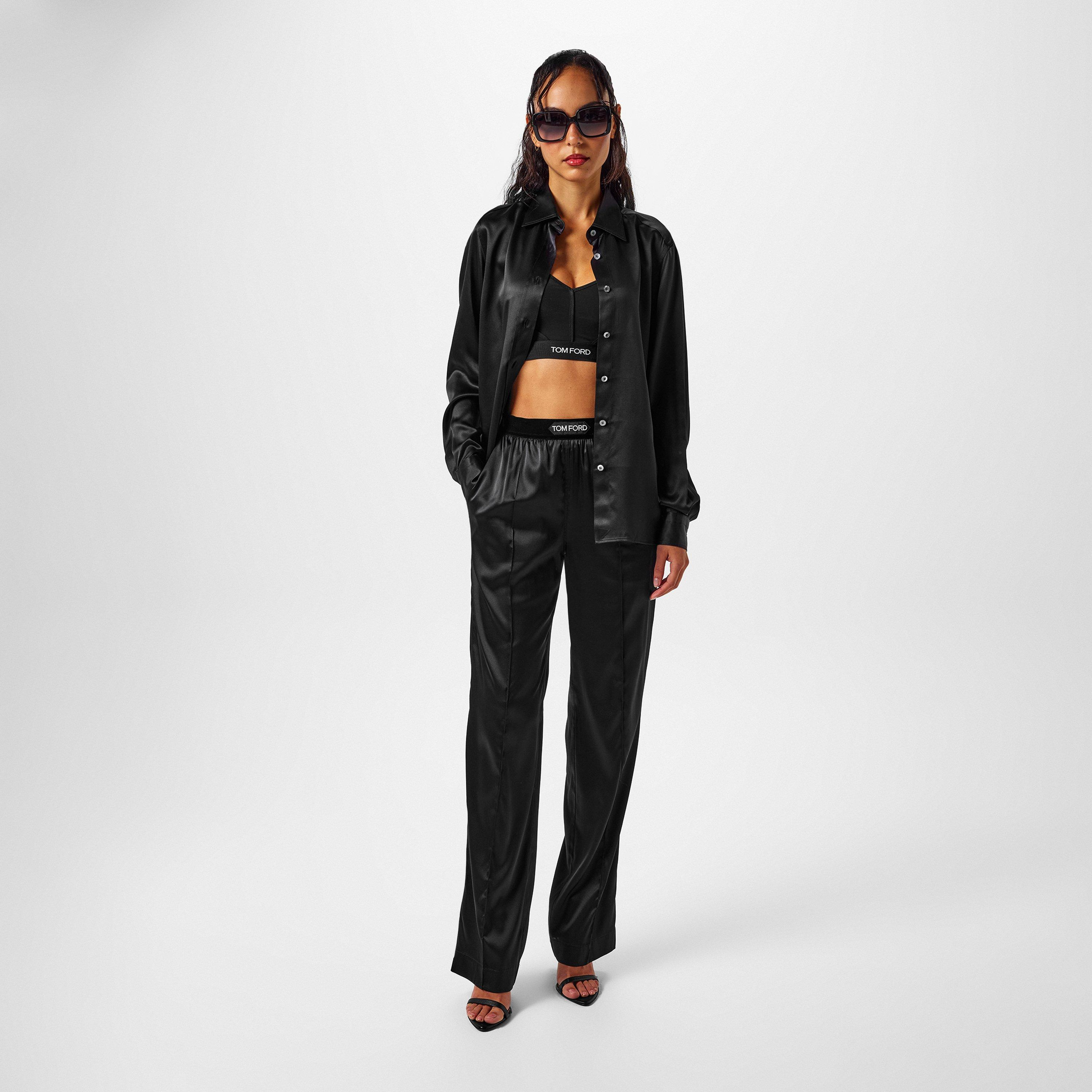 Plain Silk Stretch Satin Pj Pants