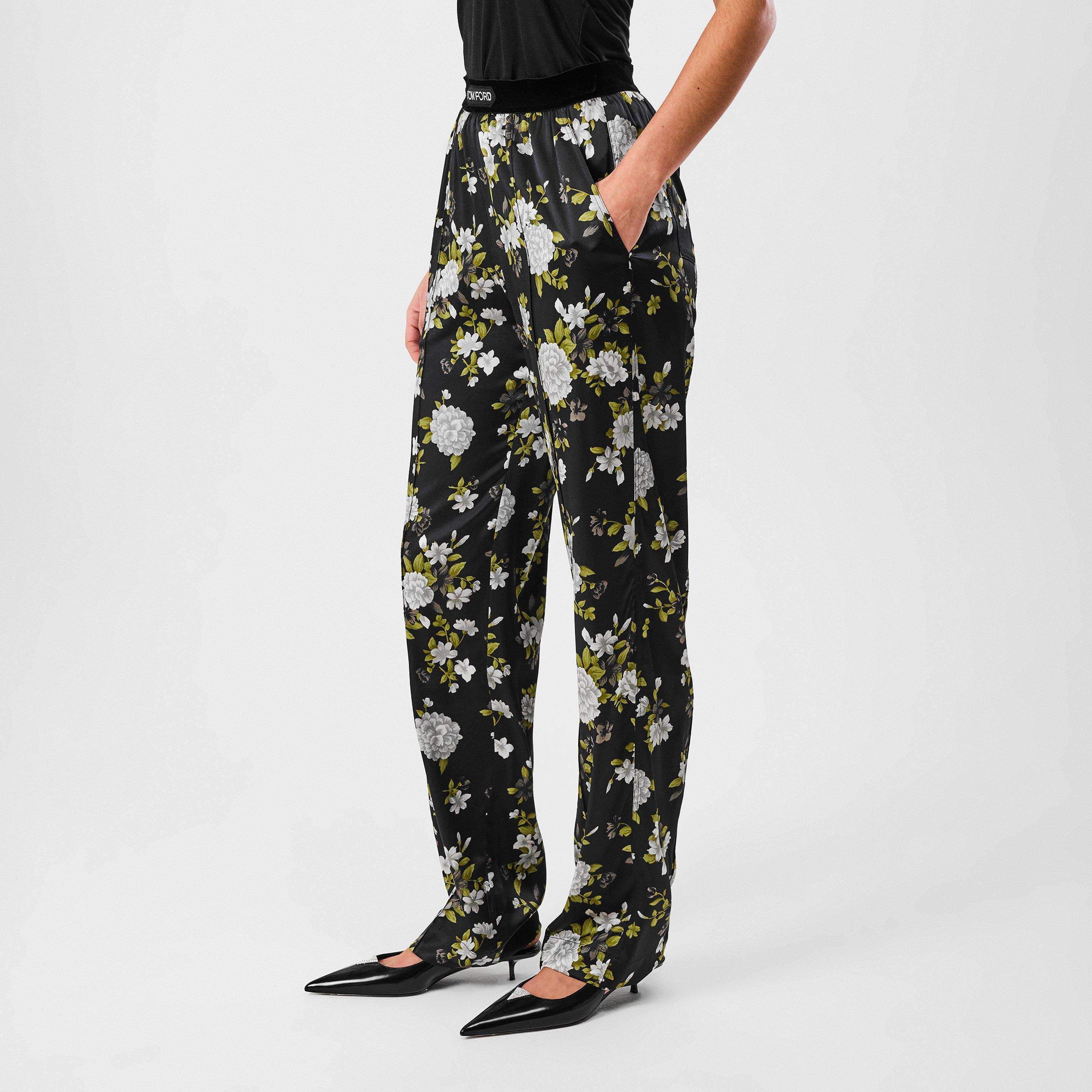 Plain Silk Stretch Satin Pj Pants