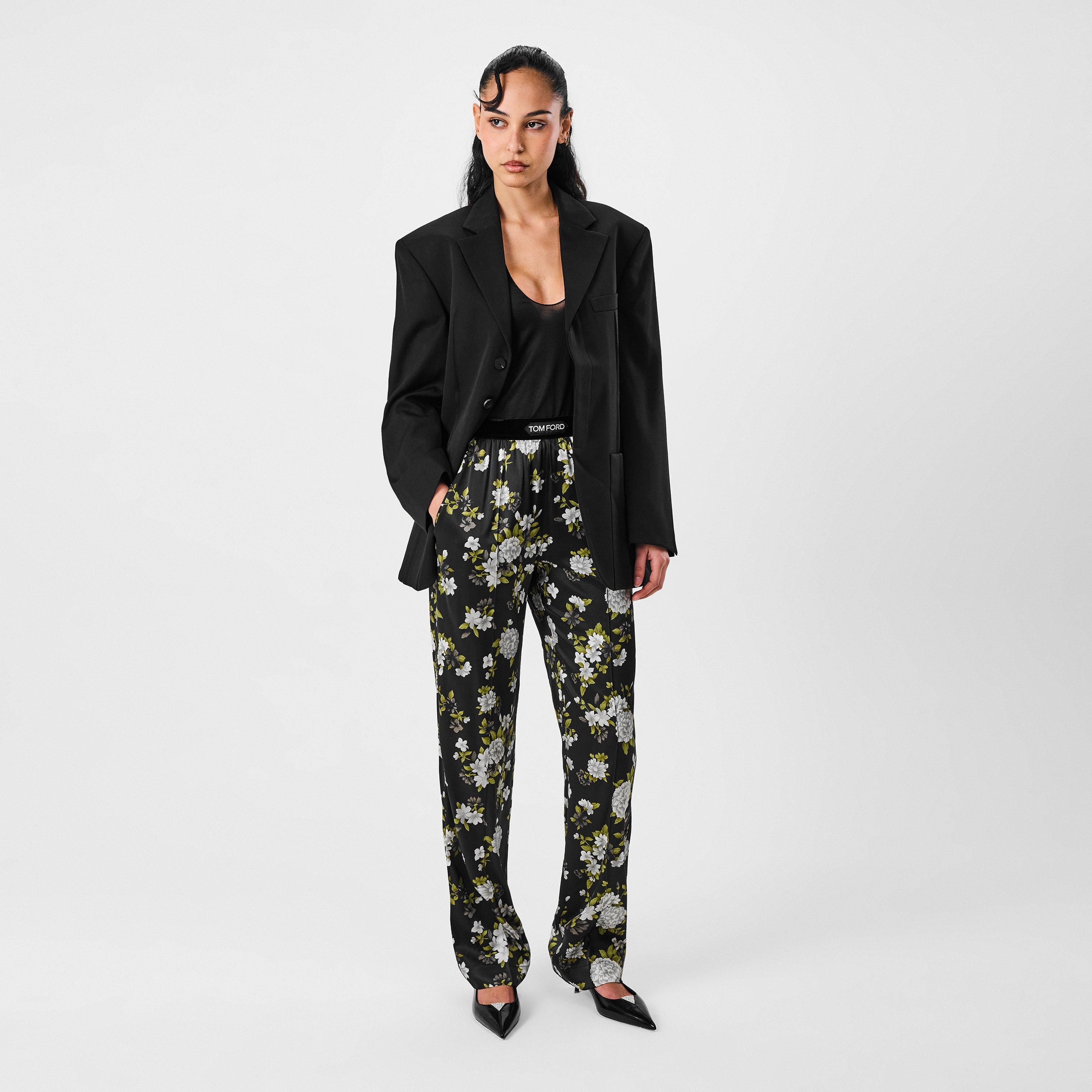 Plain Silk Stretch Satin Pj Pants