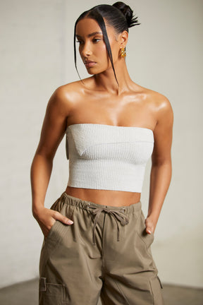 Overlap Bandeau Crop Top in Alloy